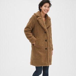 Gap Women’s Teddy Sherpa Brown Coat Large …